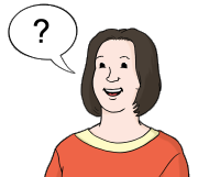 Eine gezeichnete Person, daneben eine Sprechblase mit einem Fragezeichen.-