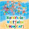 Zeichnerisch abgebildet sind sieben Kinder, die unterschiedliche Sportarten ausüben. Im unteren Bereich steht in verschiedenen Farben "Westfalen YoungStars" geschrieben. 